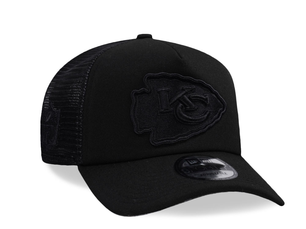 New Era Kansas City Chiefs Black Foam Trucker 9Forty A Frame Snapback Cap