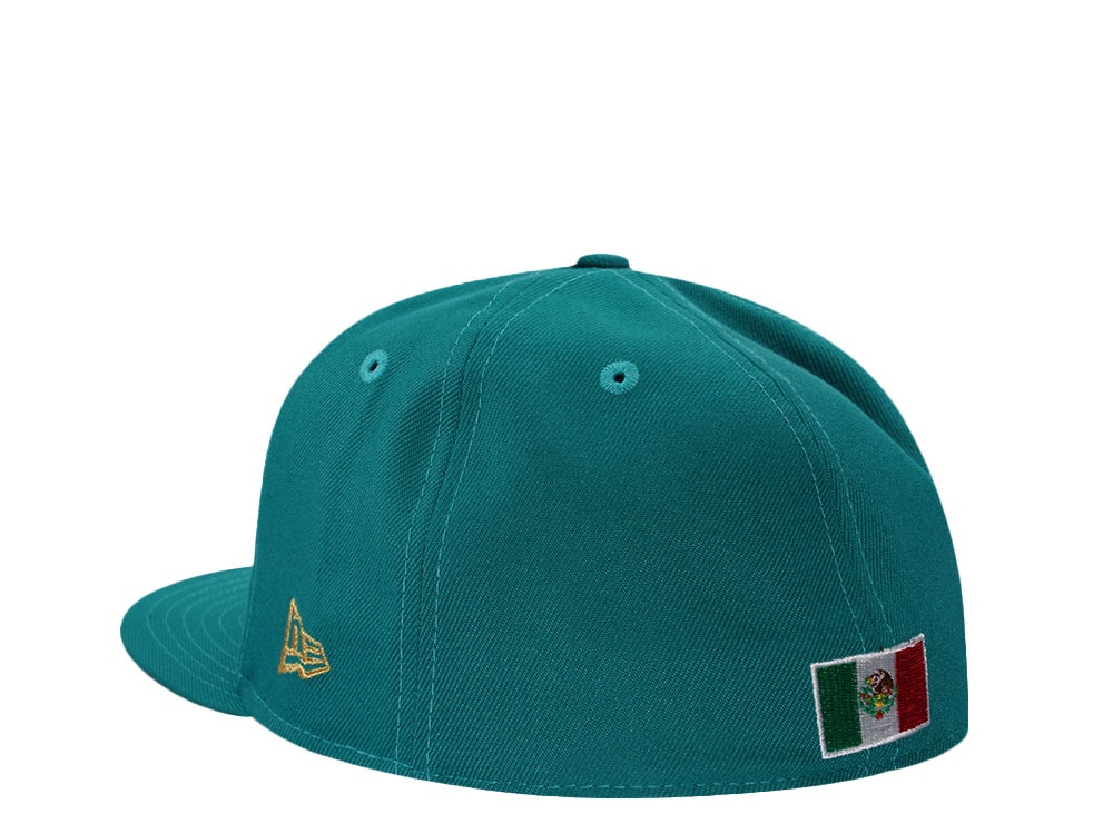 New Era Mexico Aztec Skull Teal Prime Edition 59Fifty Fitted Cap