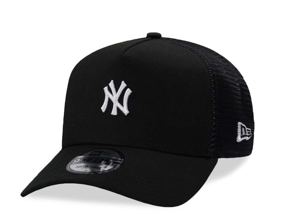 New Era New York Yankees Mini Logo Black Prime Edition 9Forty A Frame Trucker Snapback Cap