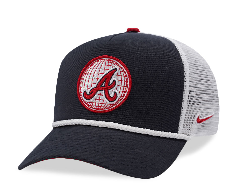 Nike Atlanta Braves Primetime Dri-Fit Rise Navy Edition Trucker Snapback Cap