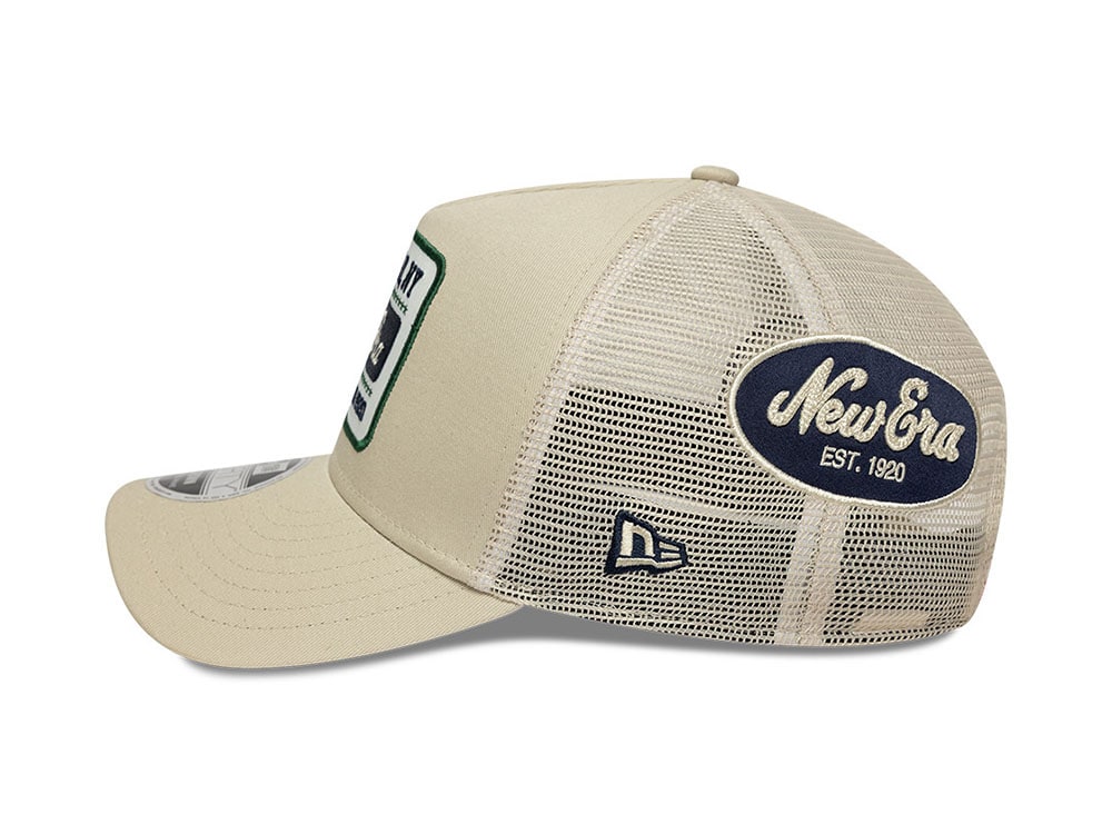 New Era Multi Patch Beige 9Forty M Crown A Frame Snapback Cap