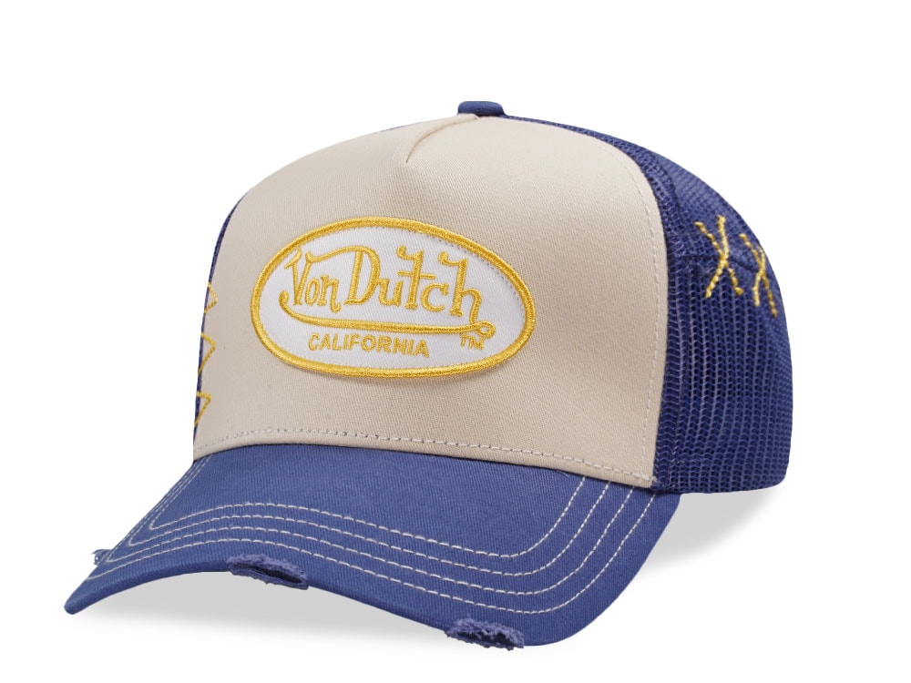 Von Dutch Oval Patch Distressed Two Tone Trucker Snapback Cap