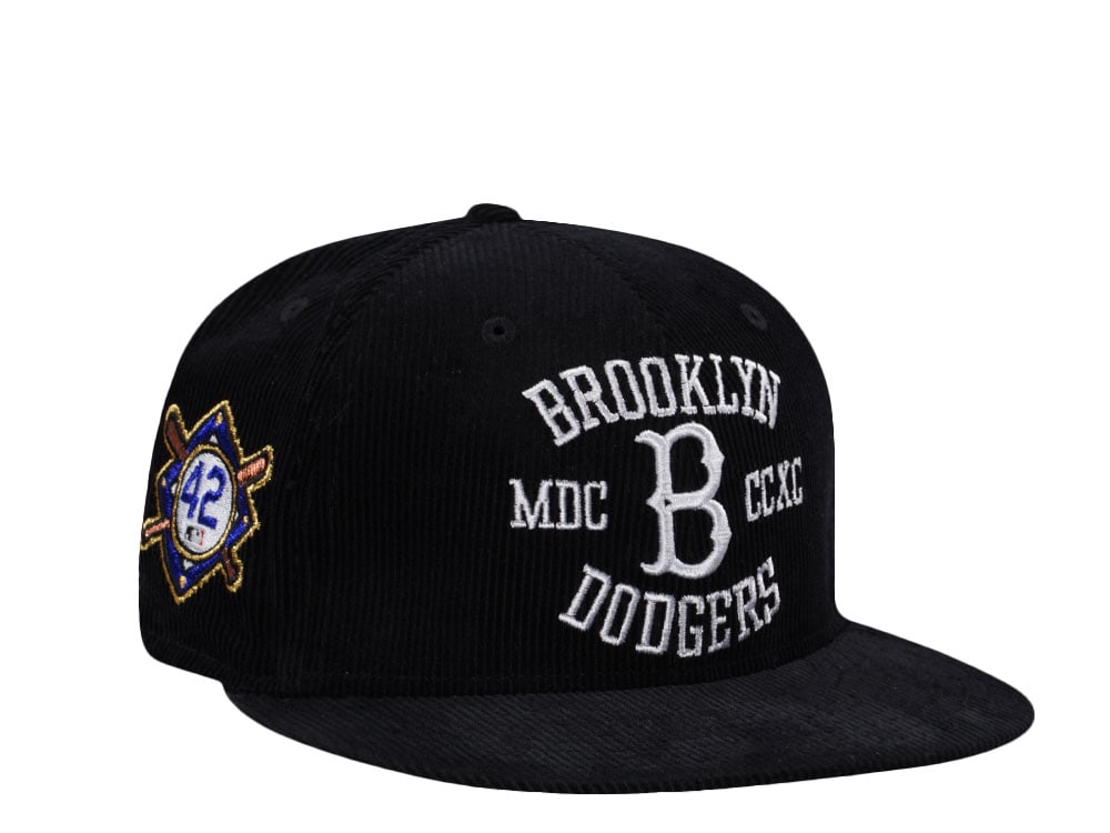 New Era Brooklyn Dodgers Jackie Robinson Corduroy Black Prime Edition 59Fifty Fitted Cap