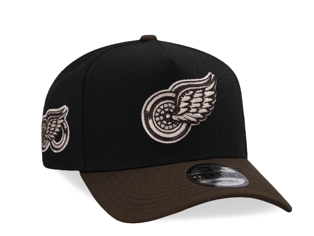 New Era Detroit Red Wings 100th Anniversary Black Two Tone Edition 9Forty A Frame Snapback Cap