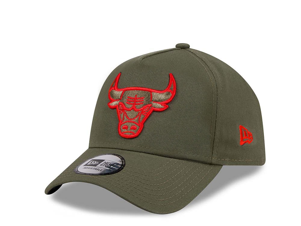 New Era Chicago Bulls Spanish Olive A Frame Snapback Cap