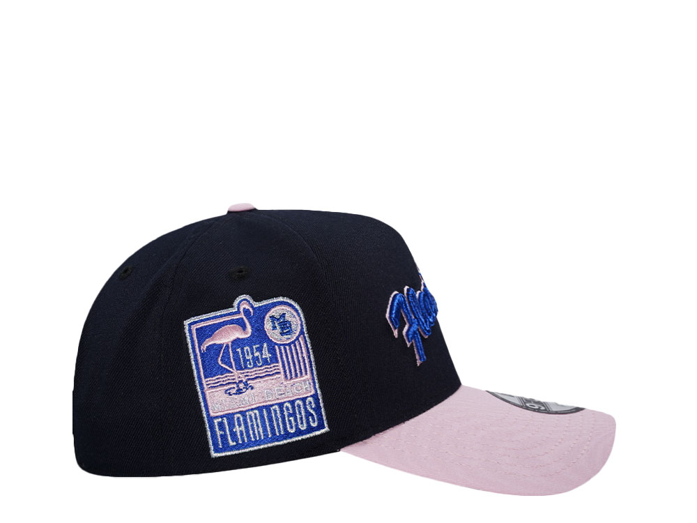 New Era Miami Beach Flamingos 1954 Navy Pink Two Tone 9Forty A Frame Snapback Cap