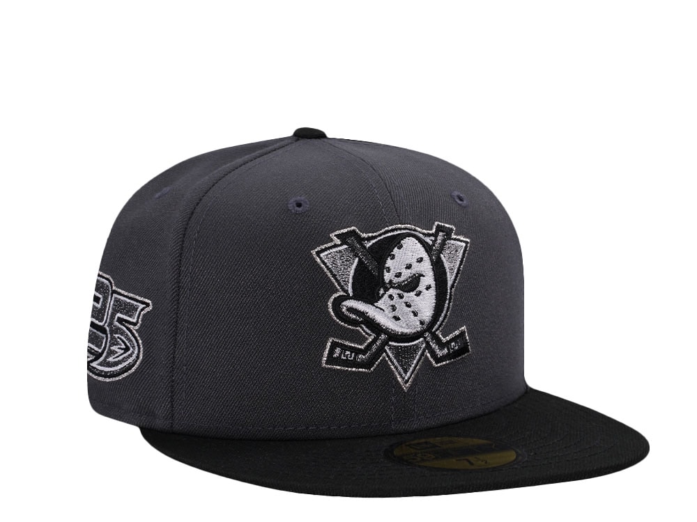New Era Anaheim Ducks 25th Metallic Dark Graphite Two Tone Edition 59Fifty Fitted Cap