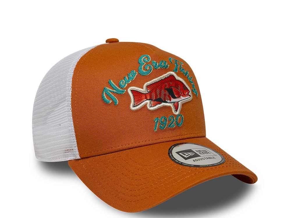 New Era Fishing Burnt Orange 9Forty A Frame Trucker Snapback Cap
