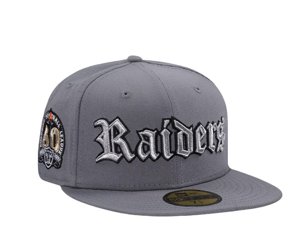 New Era Las Vegas Raiders 60th Anniversary Metallic Gray Prime Edition 59Fifty Fitted Cap