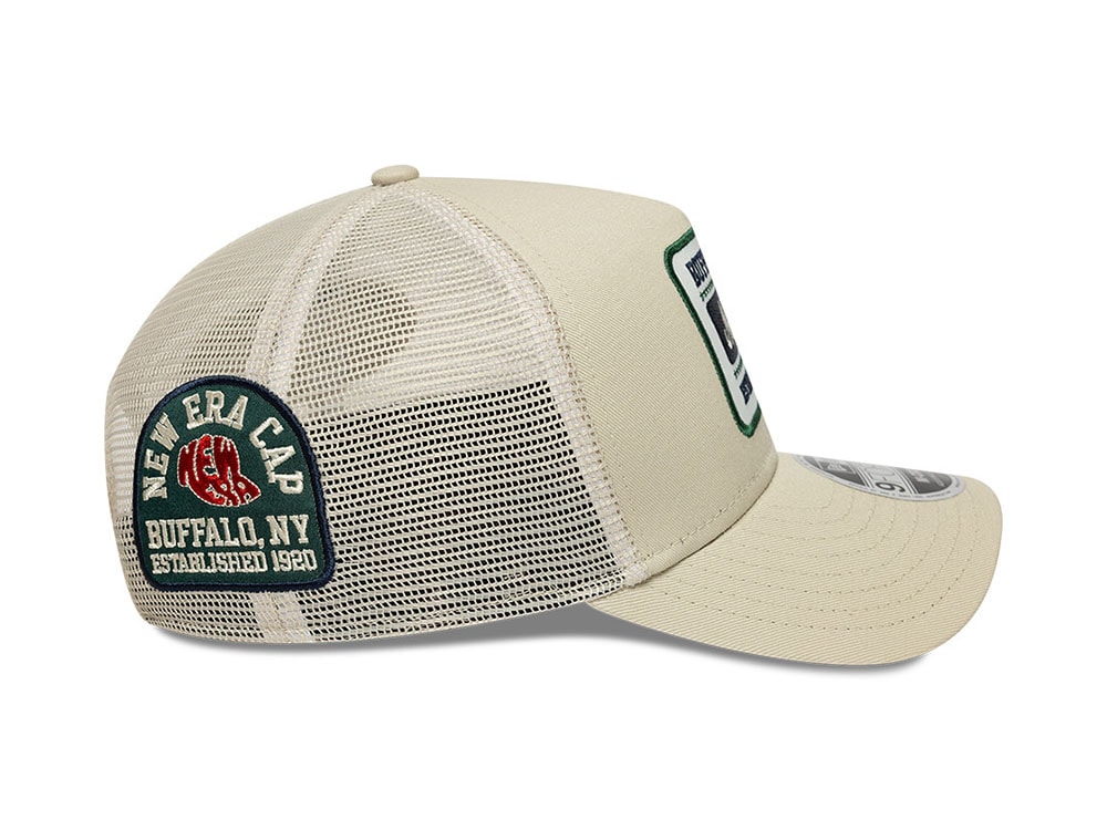 New Era Multi Patch Beige 9Forty M Crown A Frame Snapback Cap