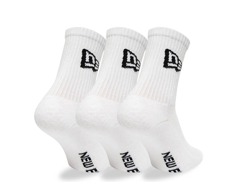New Era Flag Crew White Socks 3 Pair 43-46 CM