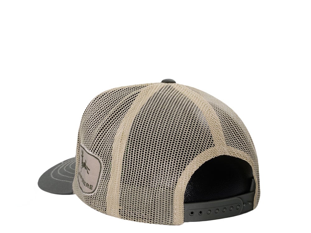 John Deere 5 Panel Vintage Olive Trucker Snapback Cap