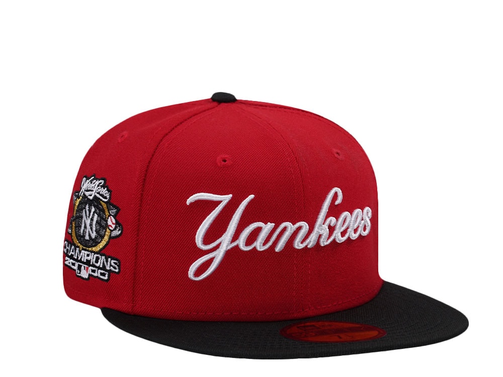 New Era New York Yankees World Series Champions 2000 Script Red Prime Edition 59Fifty Fitted Cap