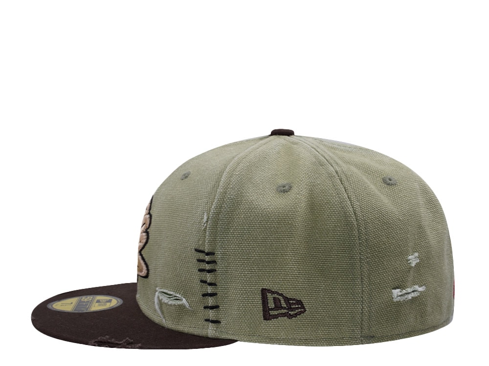 New Era Anaheim Ducks 10th Anniversary Washed Canvas Rifle Green Two Tone Horror Edition 59Fifty Fitted Cap