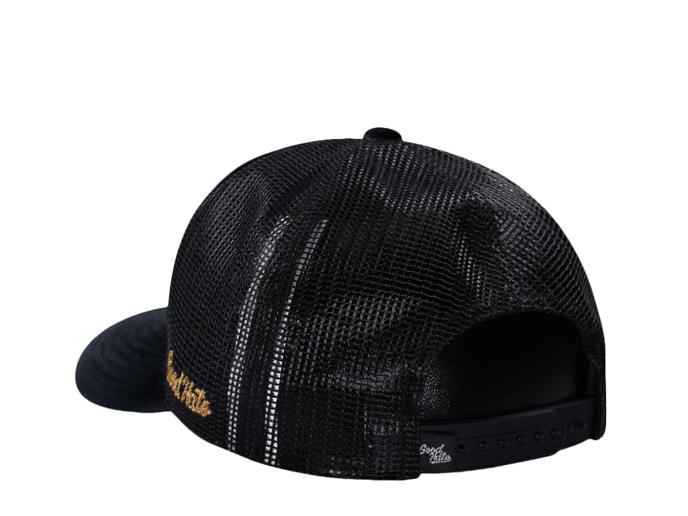 Good Hats Day Of The Dead Black Velour Trucker Snapback Cap