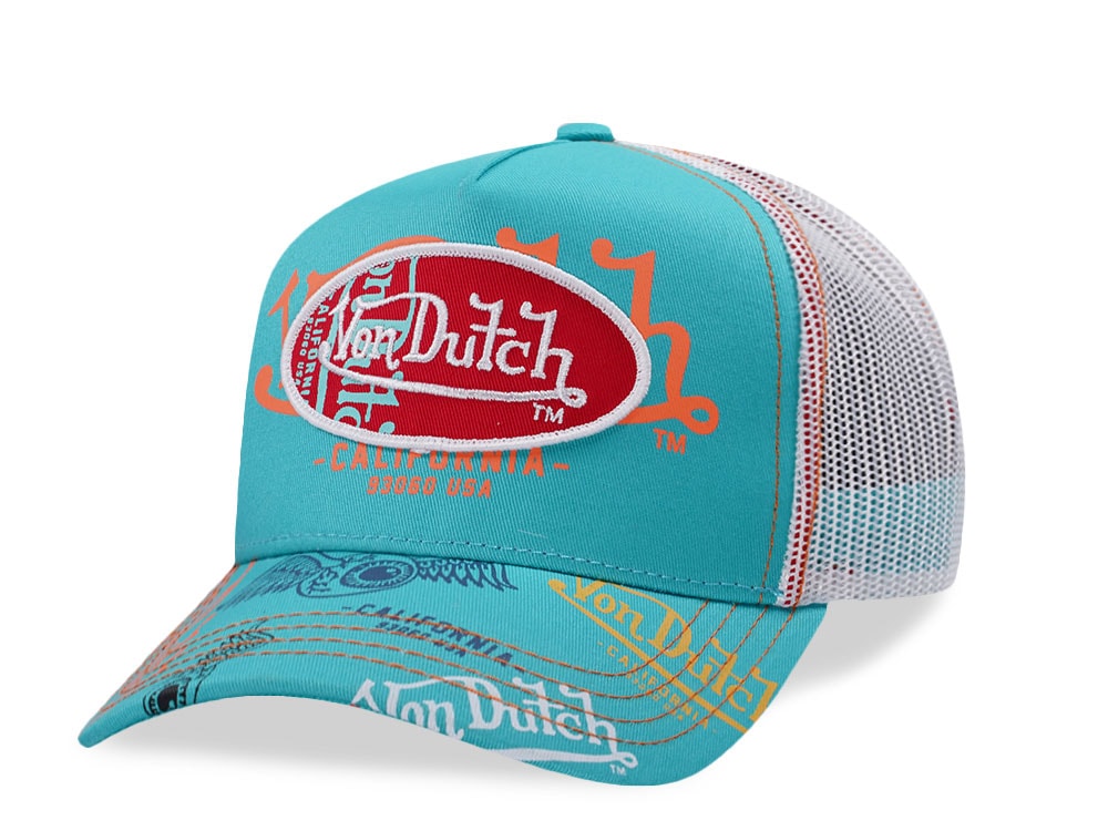 Von Dutch Oval Patch Teal Trucker Snapback Cap