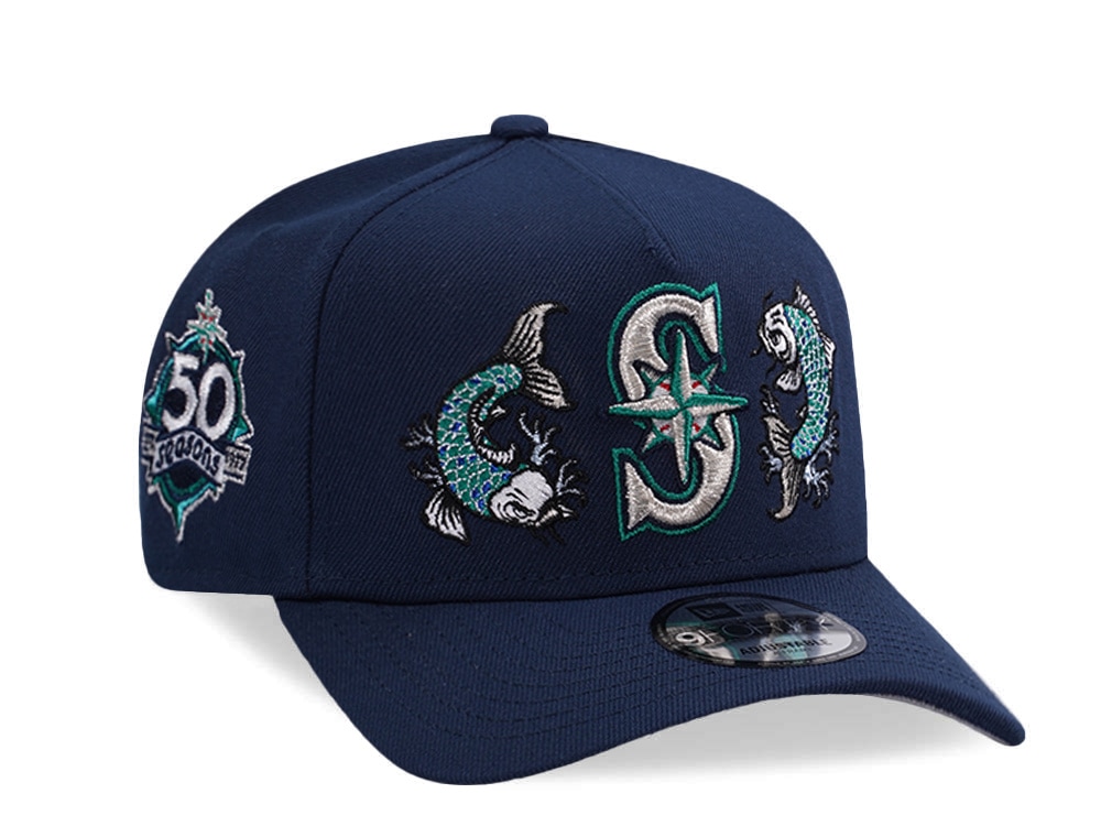 New Era Seattle Mariners 50th Anniversary Ocean Blue Prime Edition 9Forty A Frame Snapback Cap