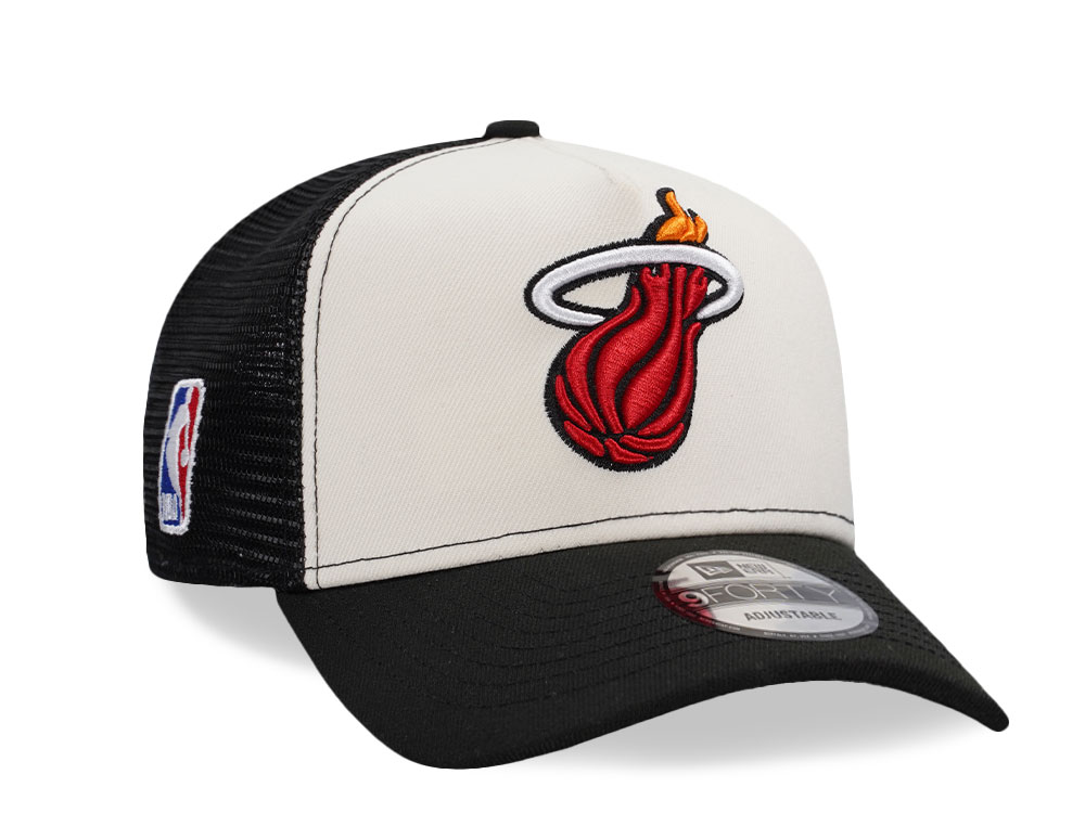 New Era Miami Heat White 9Forty A Frame Trucker Snapback Cap