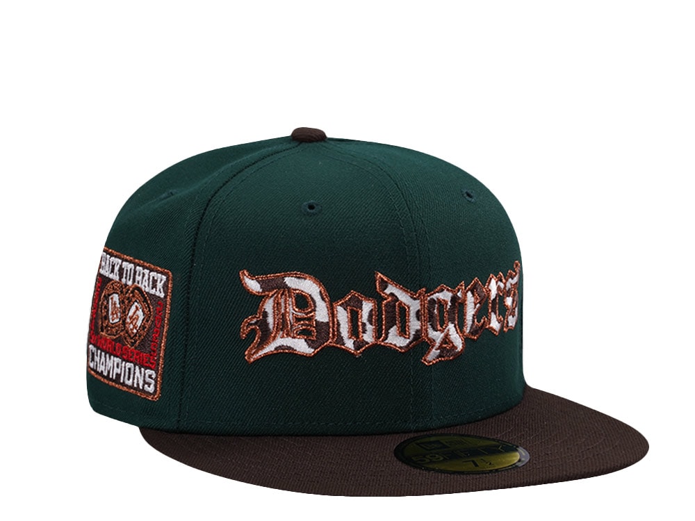 New Era Los Angeles Dodgers Back to Back World Series Dark Green Two Tone Edition 59Fifty Fitted Cap