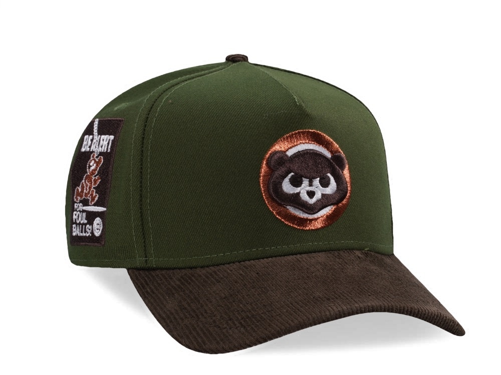 New Era Chicago Cubs Be Alert Rifle Green Walnut Corduroy Two Tone Edition 9Forty A Frame Snapback Cap