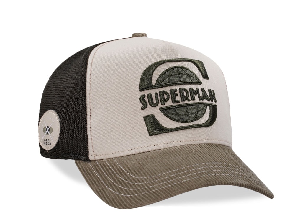 Capslab Superman World Beige Trucker Snapback Cap