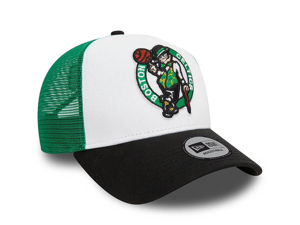 New Era Boston Celtics White 9Forty Trucker A Frame Snapback Cap