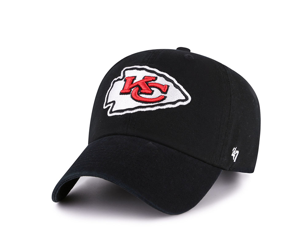 47Brand Kansas City Chiefs Black Classic Edition Clean Up Strapback Cap