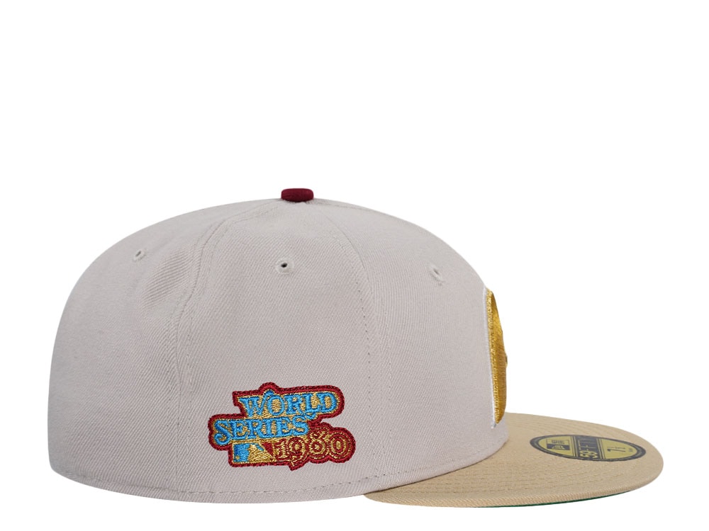 New Era Philadelphia Phillies World Series 1980 Sneaky Stone Gold Two Tone Edition 59Fifty Fitted Cap