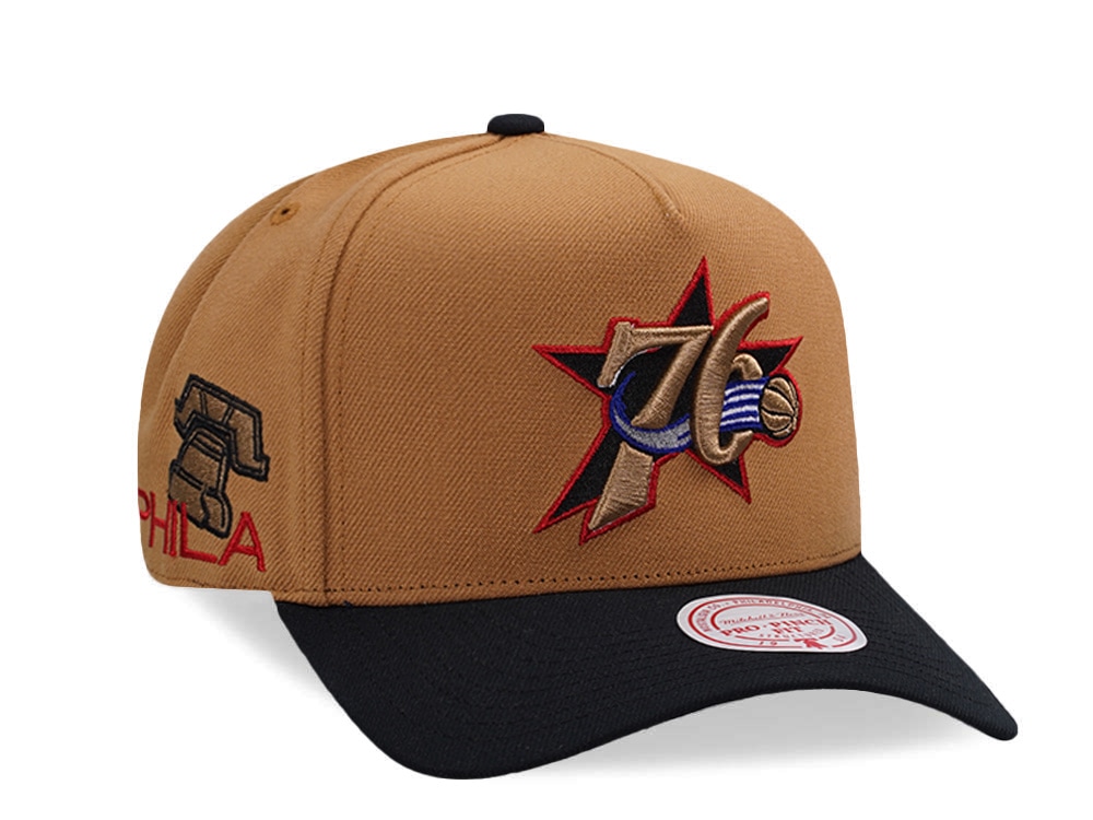 Mitchell & Ness Philadelphia 76ers NBA In The City Brown Edition Pro Pinch Fit Snapback Cap