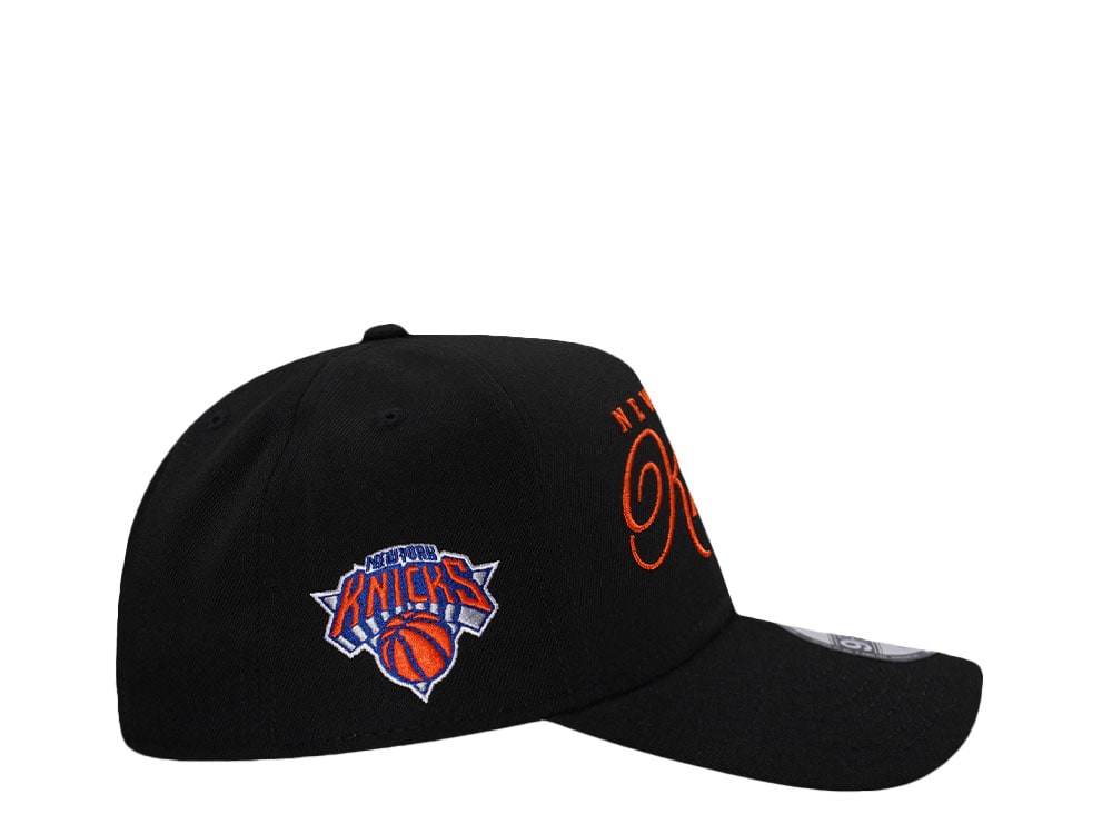 New Era New York Knicks Classic Script Black Prime Edition 9Forty A Frame Snapback Cap