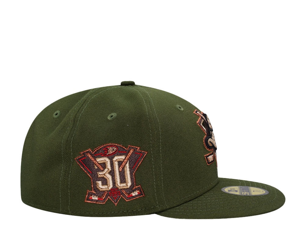 New Era Anaheim Ducks 30th Anniversary Horror Pack Rifle Green Edition 59Fifty Fitted Cap