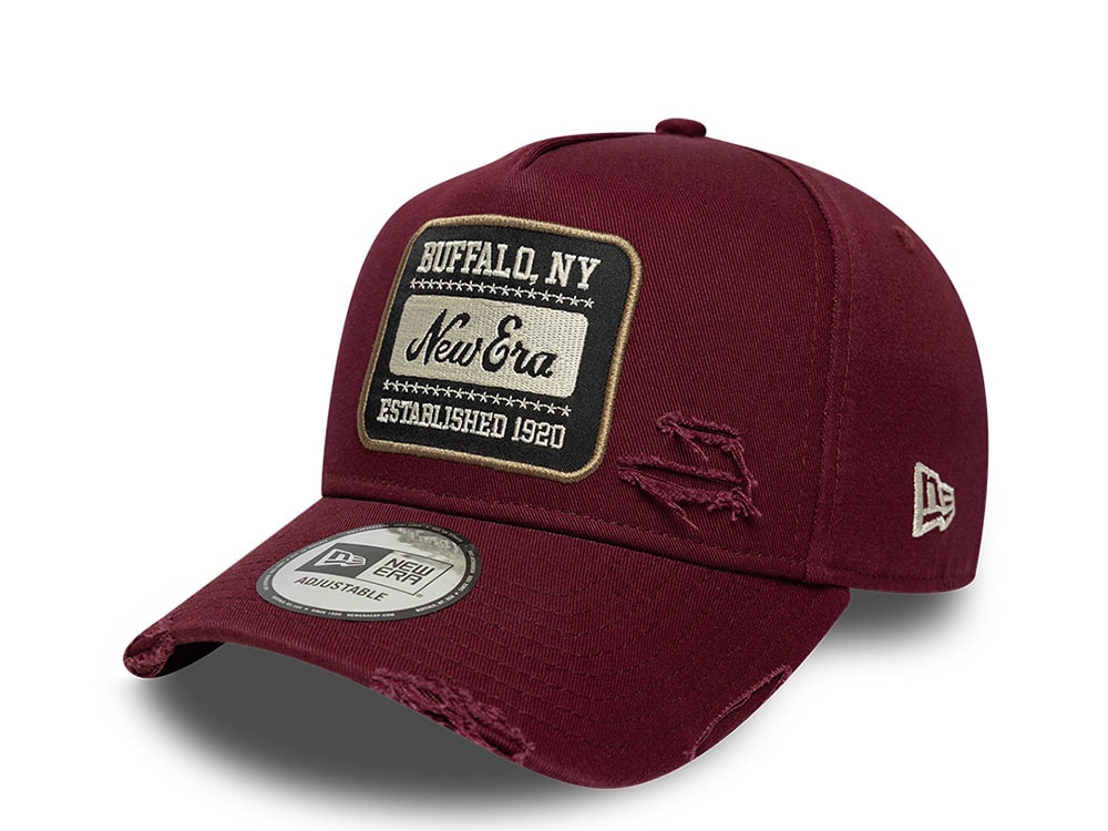 New Era Patch Washed Dark Red Edition 9Forty A Frame Snapback Cap