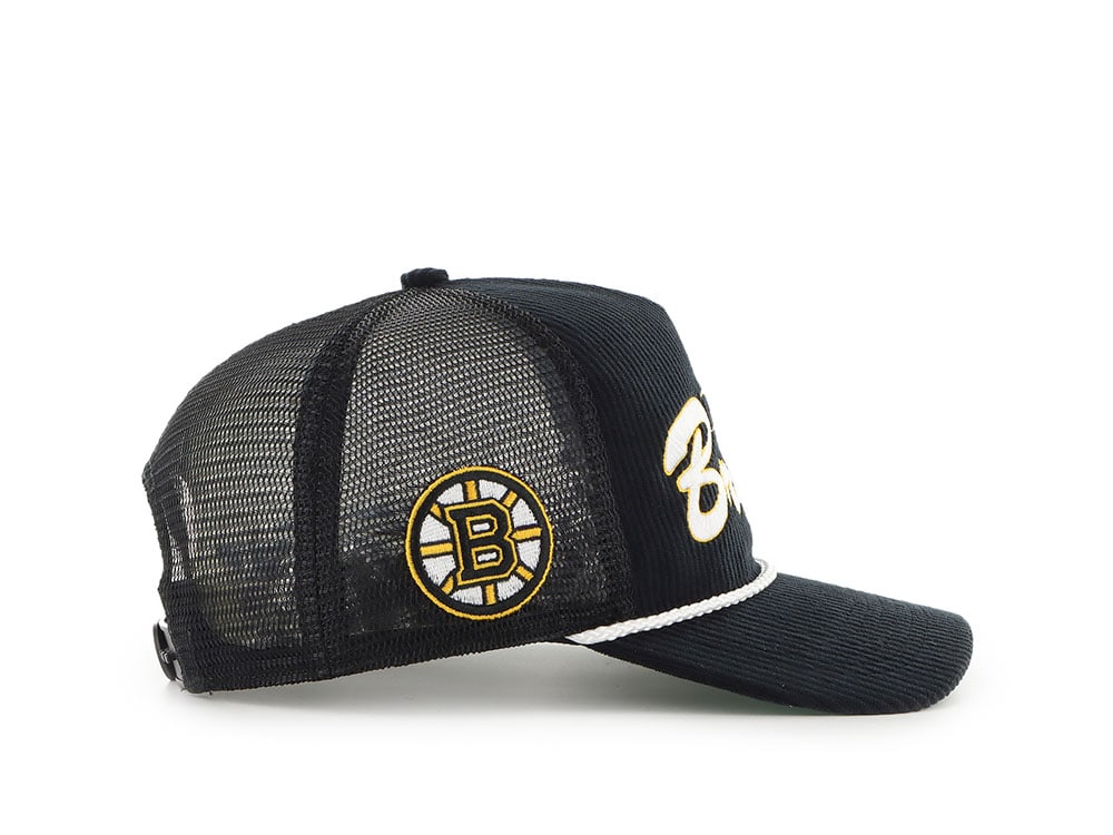 47Brand Boston Bruins Black Double Header Edition Trucker Hitch Snapback Cap