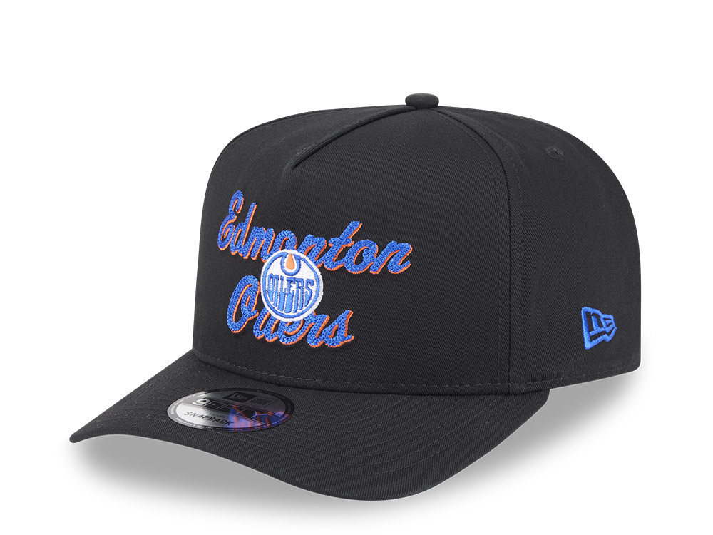 New Era Edmonton Oilers Chainstitch Black 9Fifty A Frame Snapback Cap