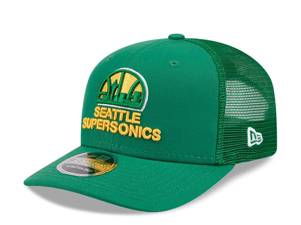 New Era Seattle Supersonics Script HWC Edition 9Seventy Trucker Snapback Cap