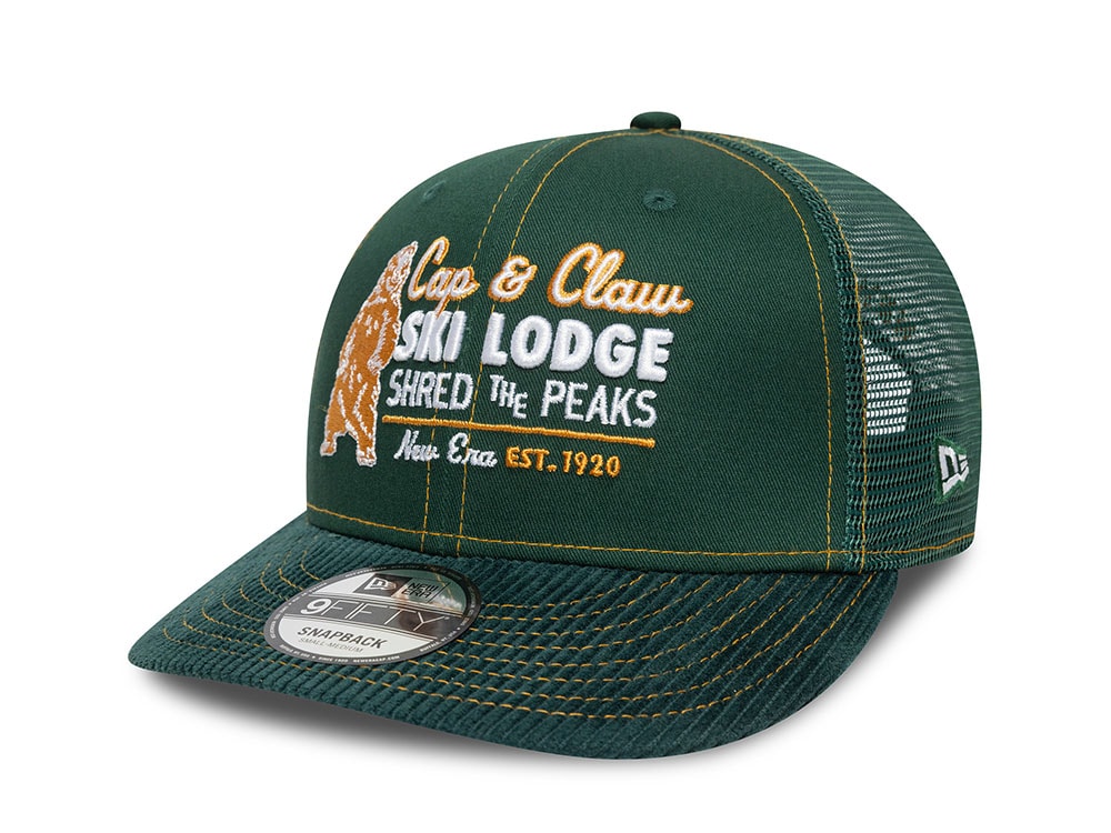 New Era Cap & Claw Cord Dark Green 9Fifty Trucker Snapback Cap