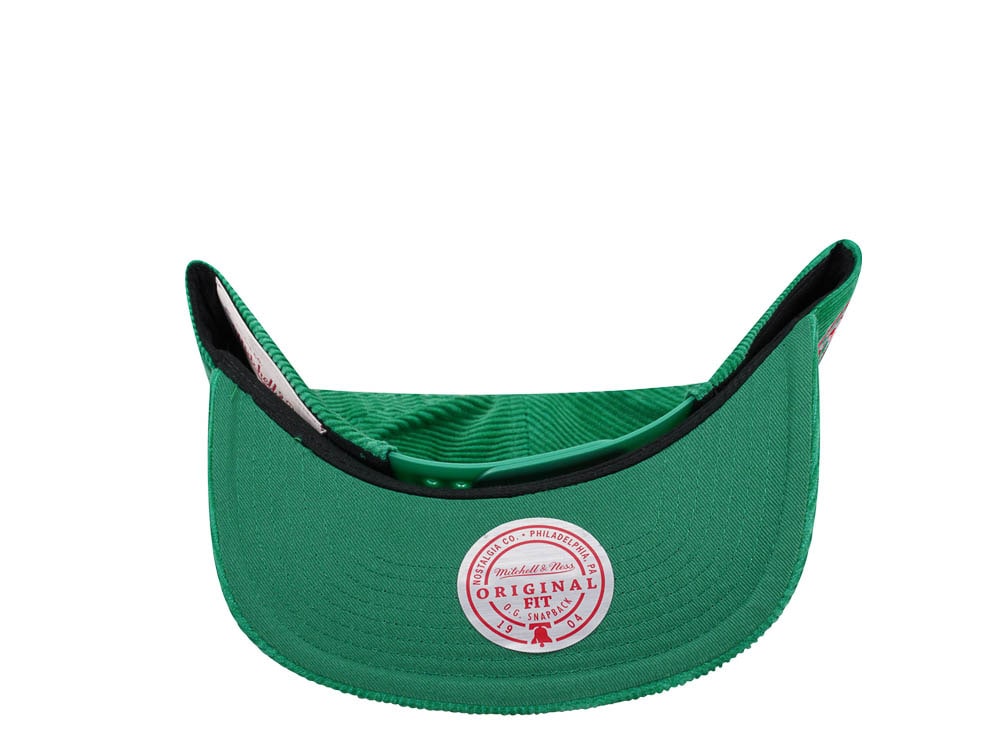 Mitchell & Ness Milwaukee Bucks Green Cord Hardwood Classic Snapback Cap