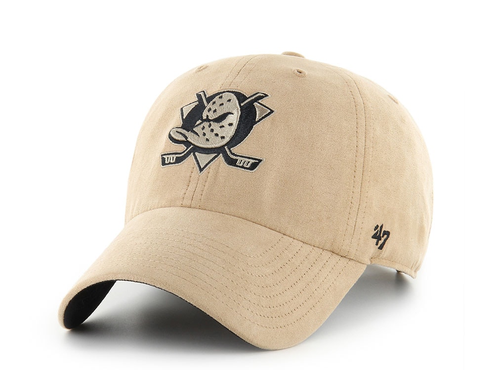 47Brand Anaheim Ducks Khaki Ballpark Suede Edition Clean Up Strapback Cap