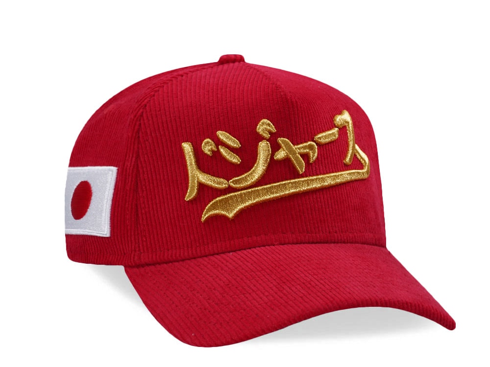 New Era Los Angeles Dodgers Japan Red Corduroy Prime Edition 9Forty A Frame Snapback Cap