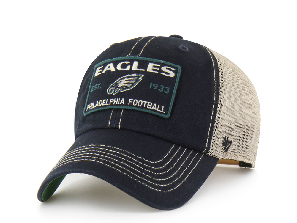 47 Brand Philadelphia Eagles Washed Black Clean Up Strapback Cap