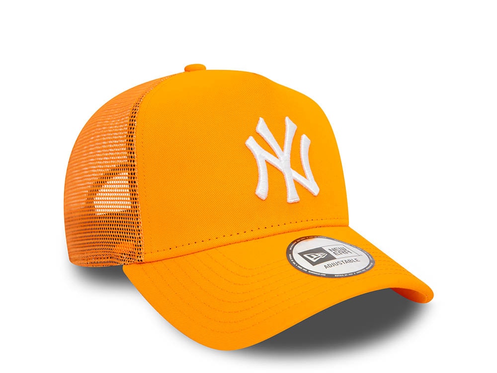 New Era New York Yankees League Essential Orange A Frame Trucker Snapback Cap