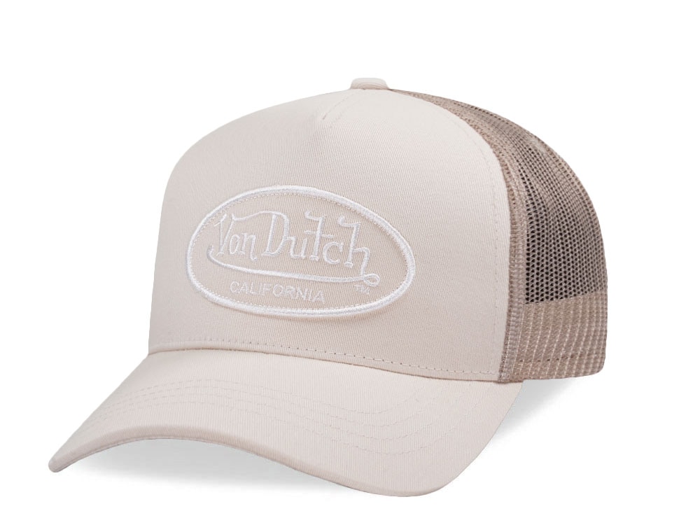 Von Dutch Oval Patch White Trucker Strapback Cap