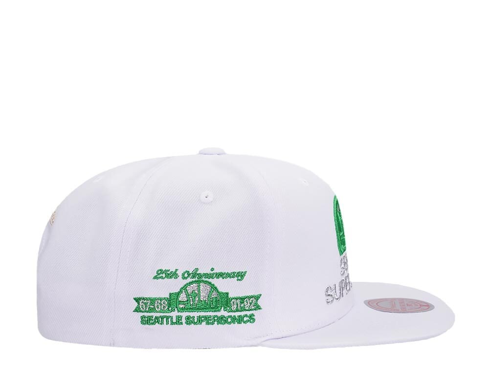 Mitchell & Ness Seattle Supersonics 25th Anniversary Winter White Hardwood Classic Snapback Cap