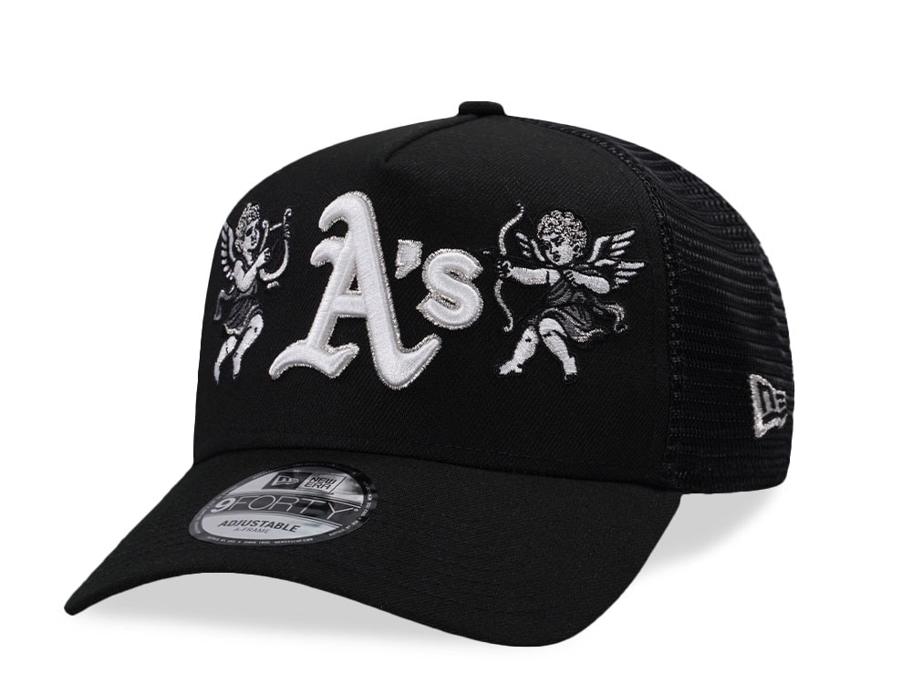 New Era Oakland Athletics Cupids Black Prime Edition 9Forty A Frame Trucker Snapback Cap