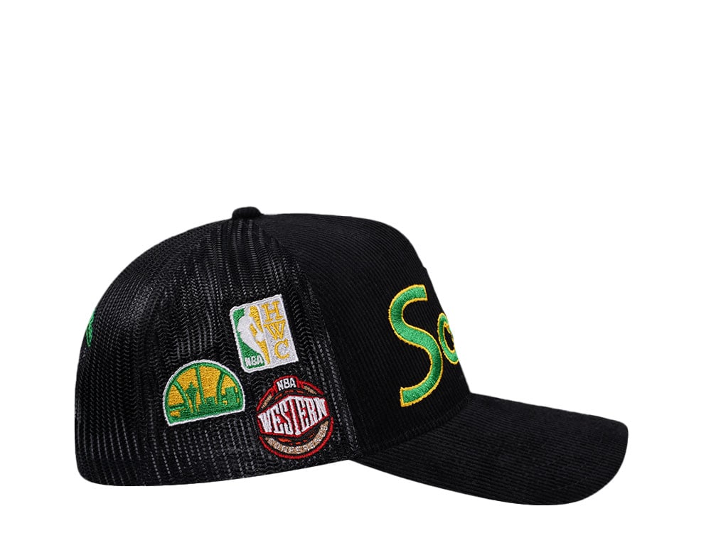 Mitchell & Ness Seattle Supersonics Times up Black Cord Hardwood Classic Trucker Snapback Cap