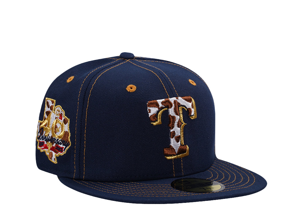 New Era Texas Rangers 40th Anniversary Ocean Blue Prime Edition 59Fifty Fitted Cap