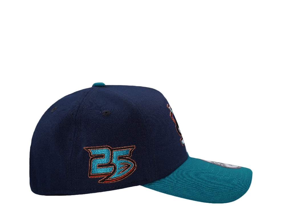 New Era Anaheim Ducks 25th Anniversary Ocean Blue Two Tone Edition 9Forty A Frame Snapback Cap