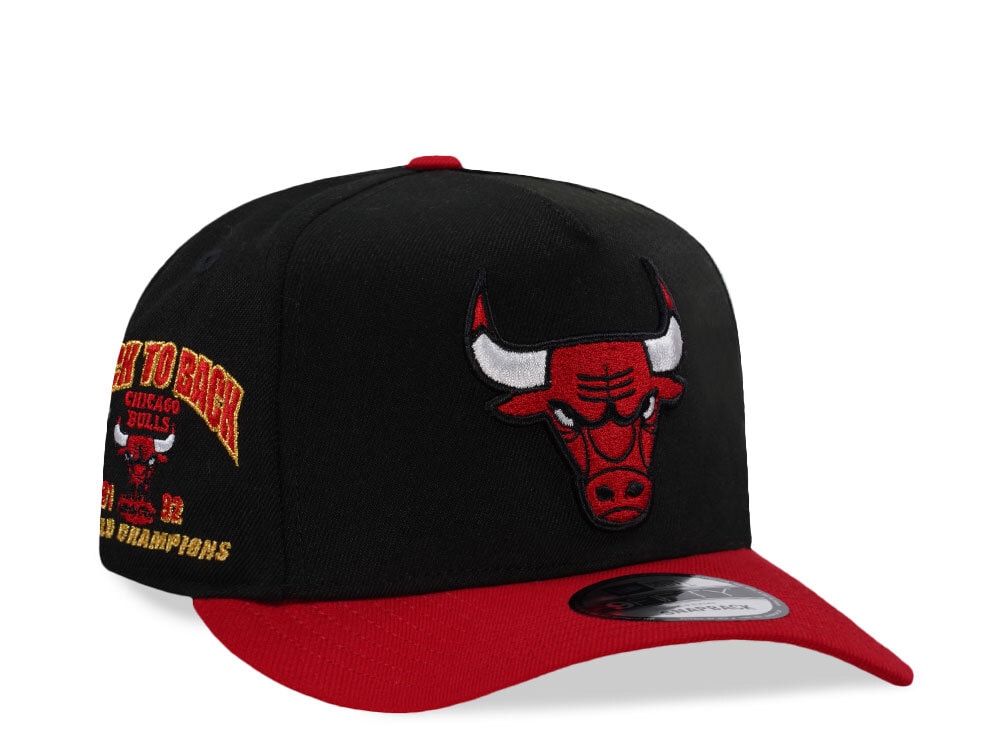 New Era Chicago Bulls Back 2 Back World Champions Black Two Tone Edition 9Fifty A Frame Snapback Cap