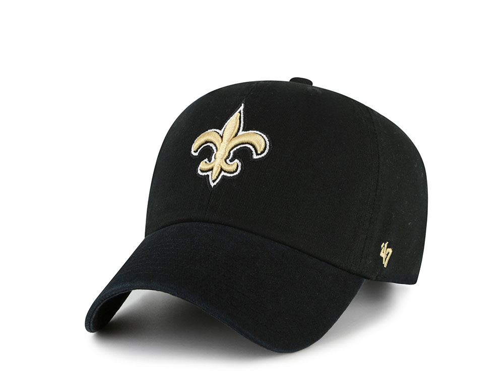 47Brand New Orleans Saints Black Classic Edition Clean Up Strapback Cap