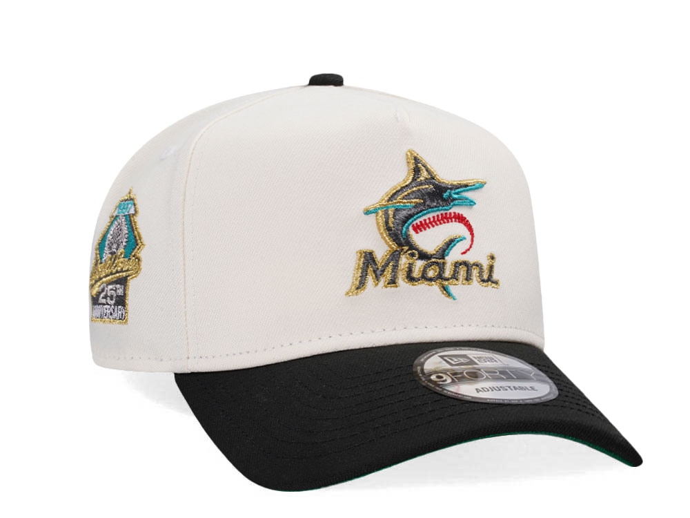 New Era Miami Marlins 25th Anniversary Chrome Gold Two Tone Edition 9Forty A Frame Snapback Cap